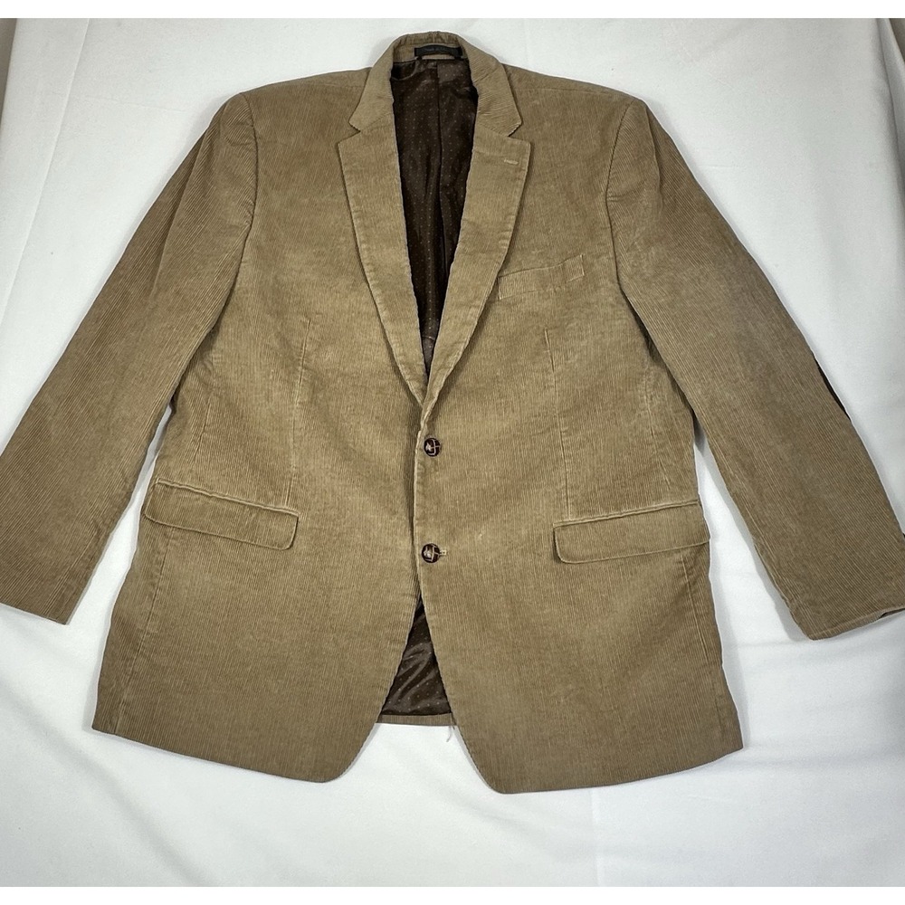 Chaps Tan Corduroy Blazer Jacket Elbow Patches 48L Cotton 2-Button Sport Coat